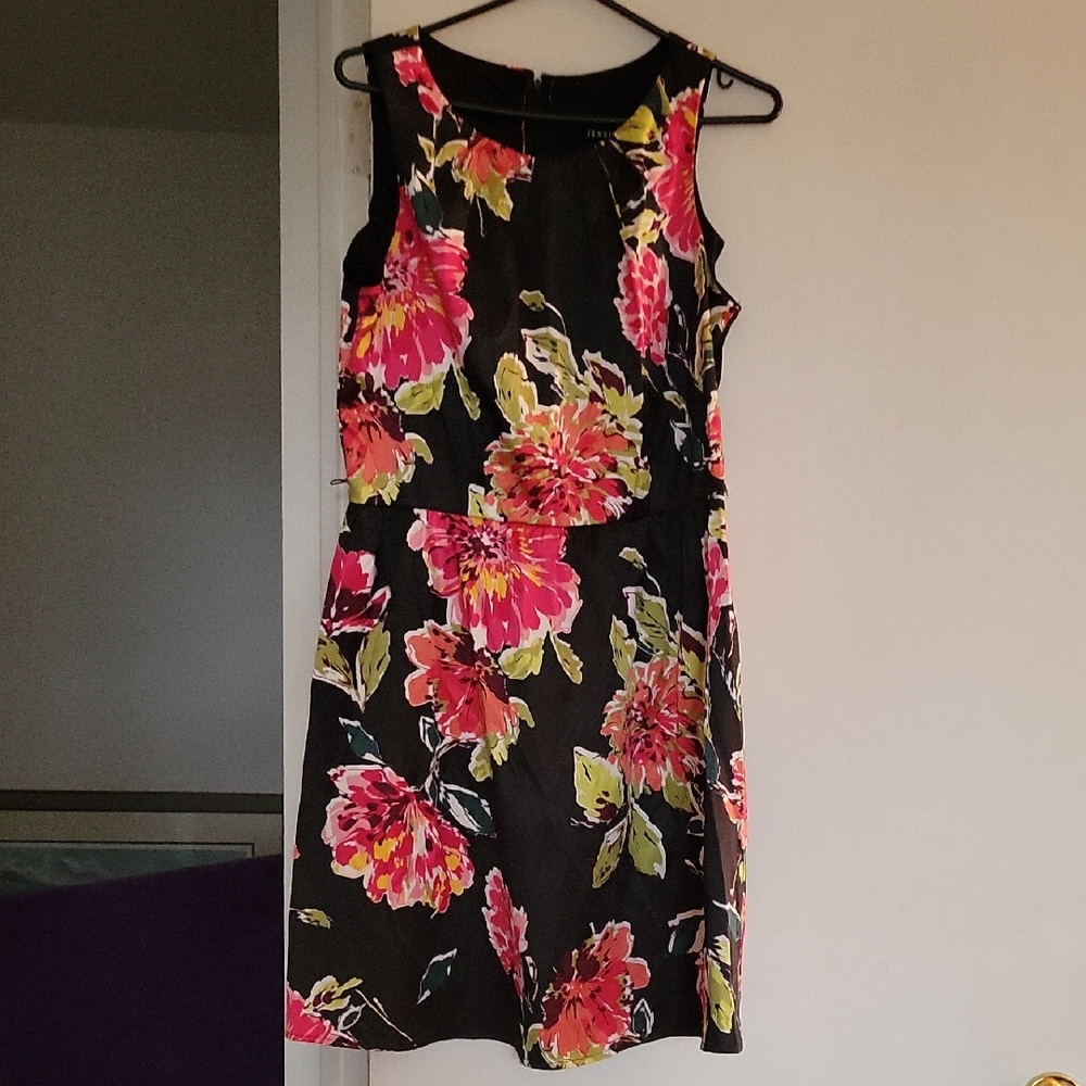 Jessica Black and Pink Floral Mini Dress